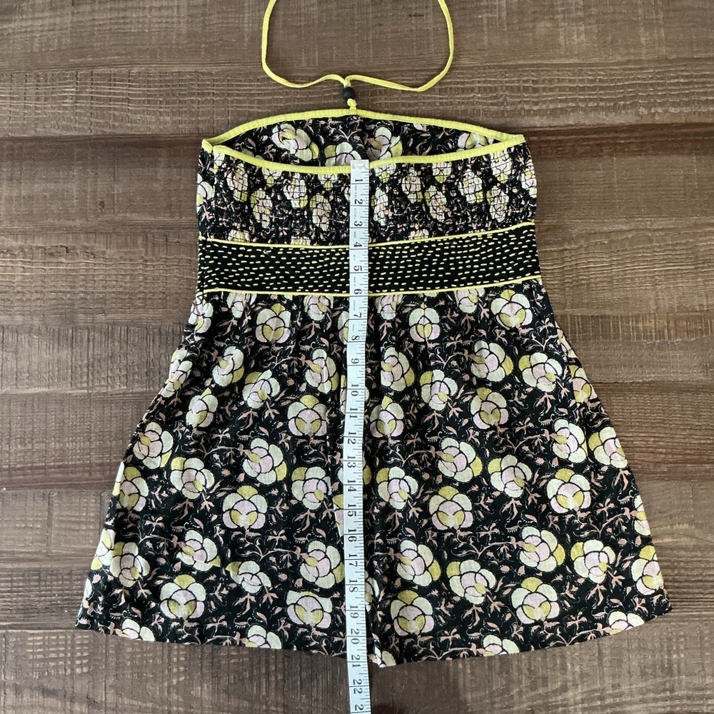Free People Linen Blend Floral Strapless Halter Babydoll Blouse Top Size 6 - Picture 5 of 9